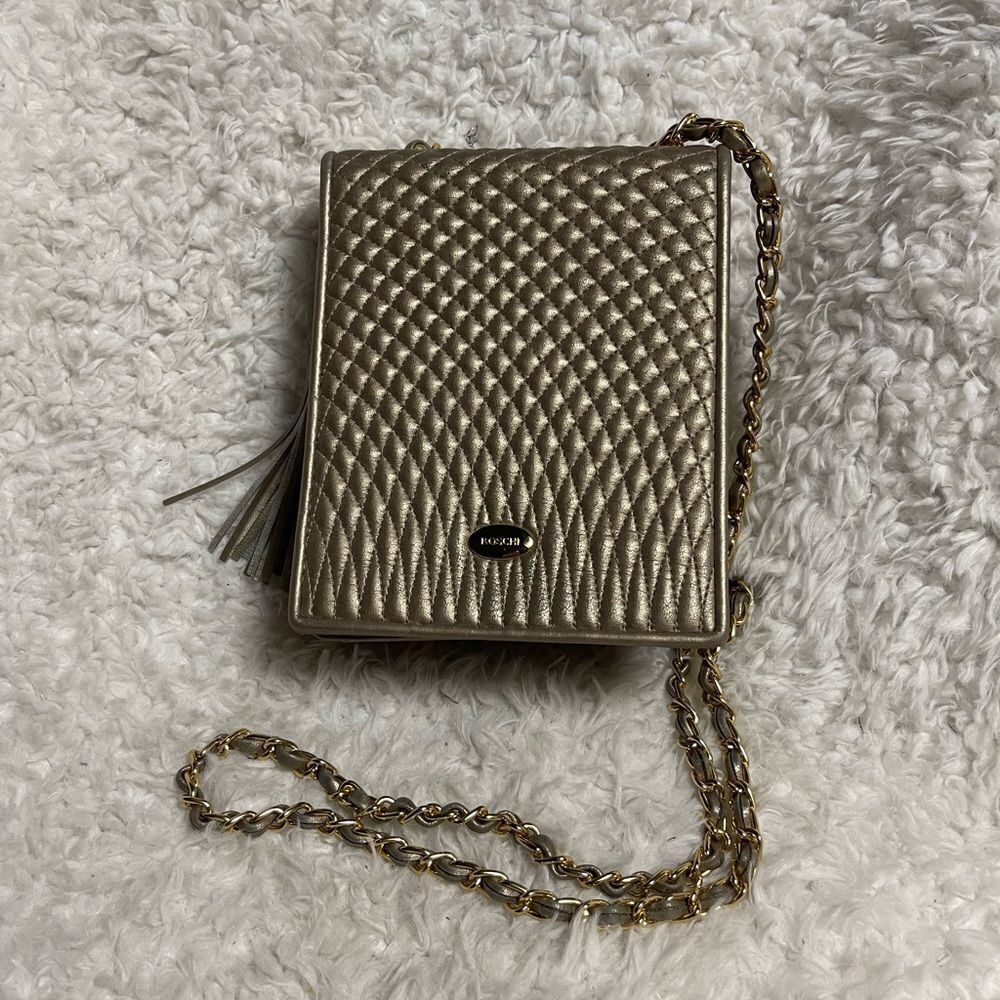 Koschi synthetic Gold Quilted Crossbody Bag
